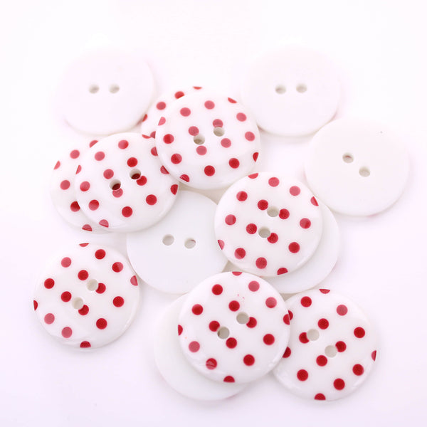 Lily 2 hole Dress Sew On Spots Round White Button White