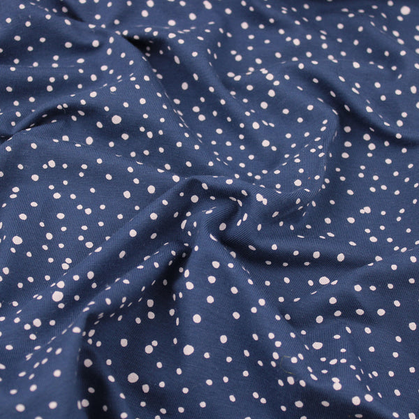 Little Dots and Spots Cotton Jersey Jeans Pattern Dressmaking Women Kids Stretch Fabric OEKO-TEX Soft Knit Polka Mini Neutral Blue Jeans