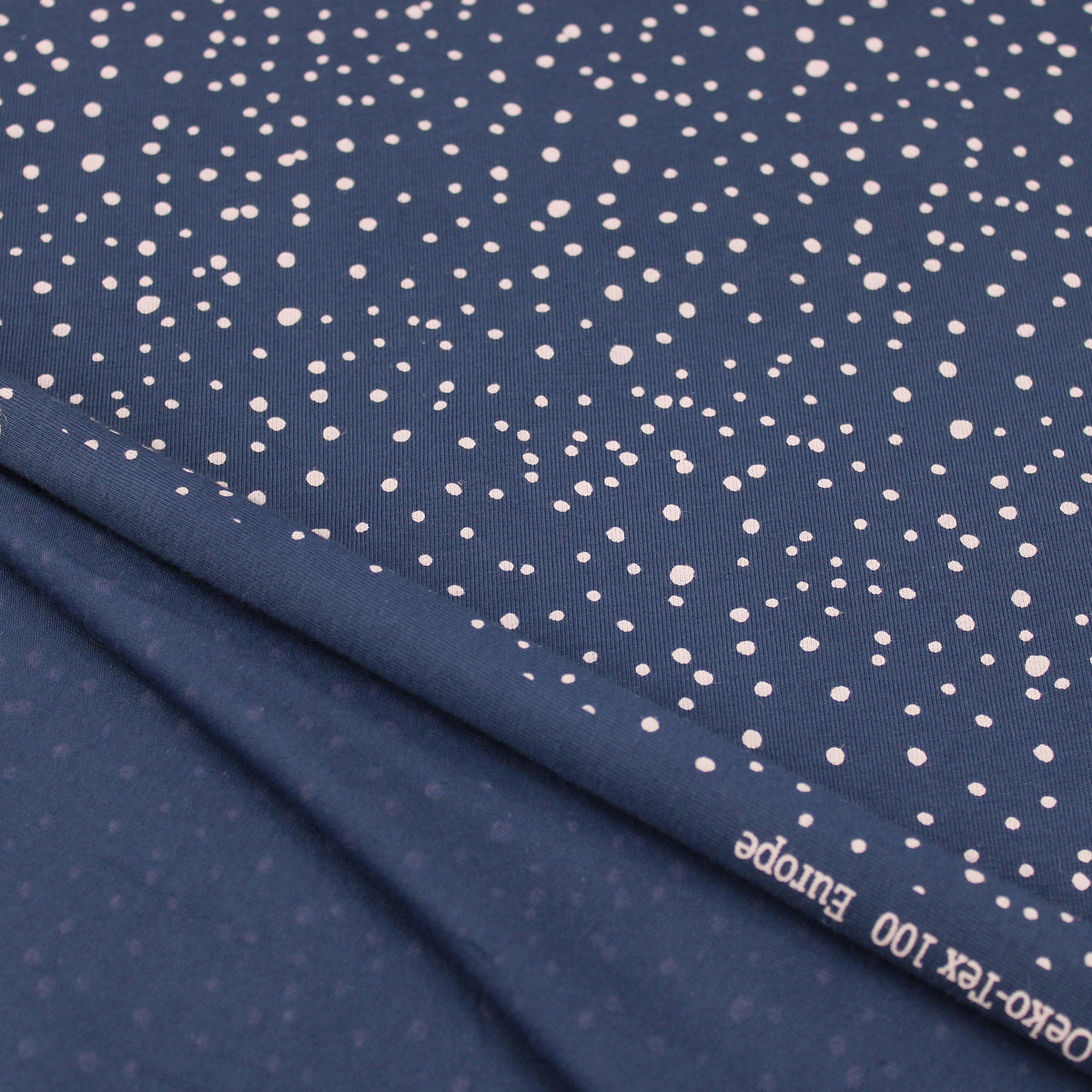Little Dots and Spots Cotton Jersey Jeans Pattern Dressmaking Women Kids Stretch Fabric OEKO-TEX Soft Knit Polka Mini Neutral Blue Jeans