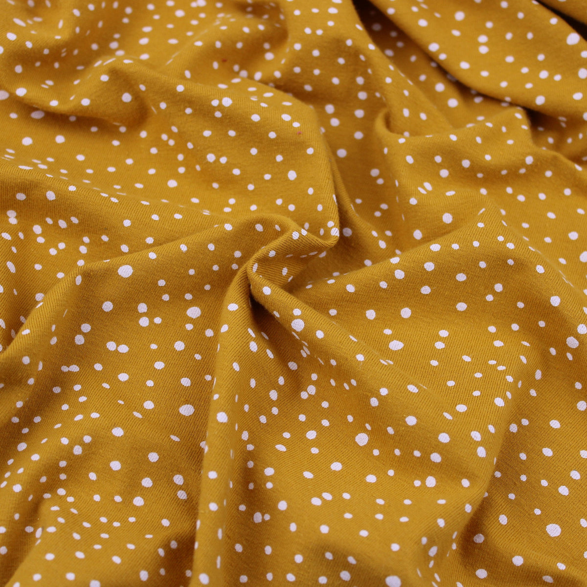 Little Dots and Spots Cotton Jersey Ochre Pattern Dressmaking Women Kids Stretch Fabric OEKO-TEX Soft Knit Polka Mini Neutral Ochre