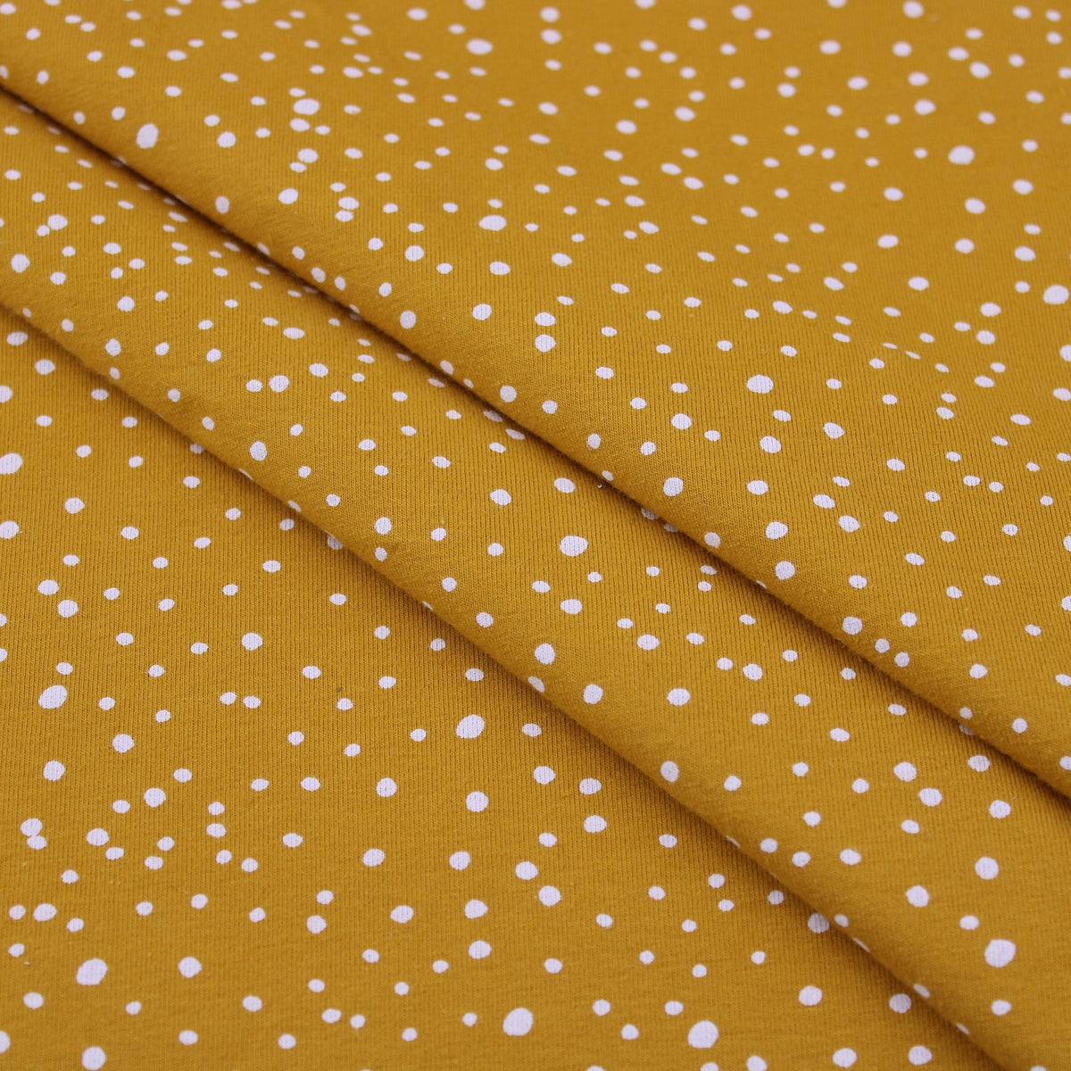 Little Dots and Spots Cotton Jersey Ochre Pattern Dressmaking Women Kids Stretch Fabric OEKO-TEX Soft Knit Polka Mini Neutral Ochre