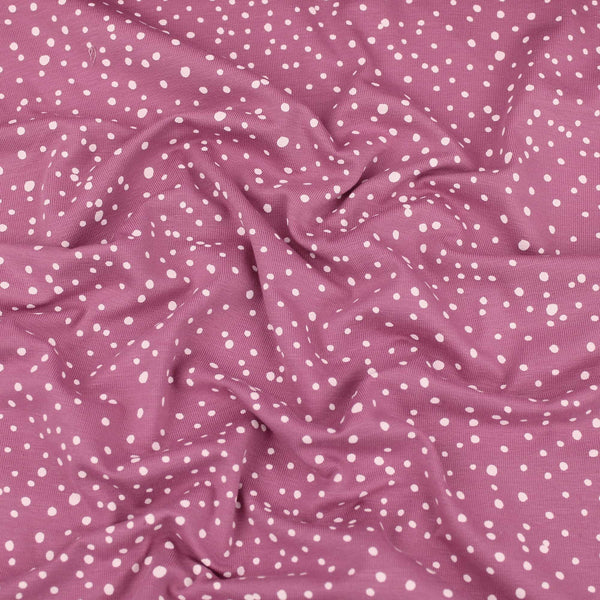 Little Dots and Spots Cotton Jersey Fabric OEKO-TEX pattern kids stretch dressmaking material Old Rose
