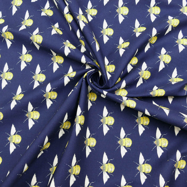 soft lightweight 100% cotton poplin dressmaking fabric Navy