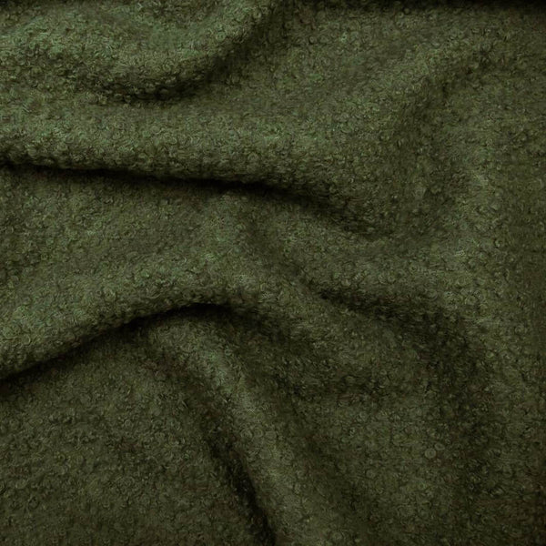 soft sheep wool look boucle furnishing dressmaking fabric Forest