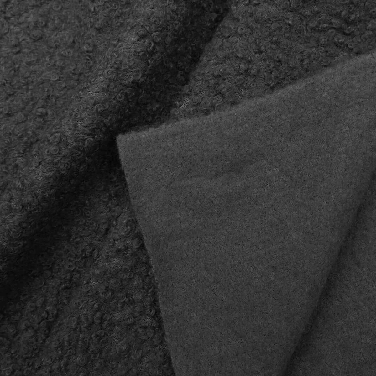 soft sheep wool look boucle furnishing dressmaking fabric Grey