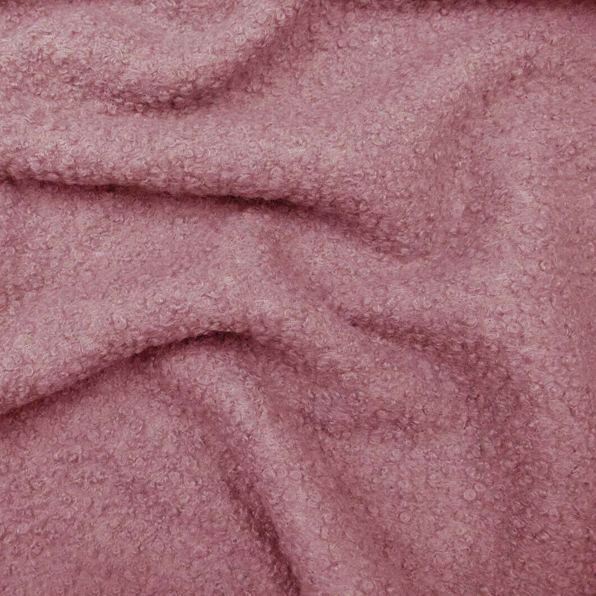 soft sheep wool look boucle furnishing dressmaking fabric Rose