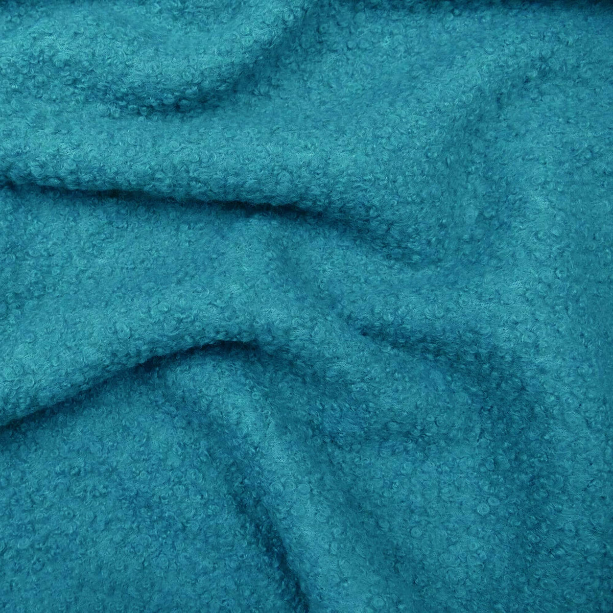 soft sheep wool look boucle furnishing dressmaking fabric Teal