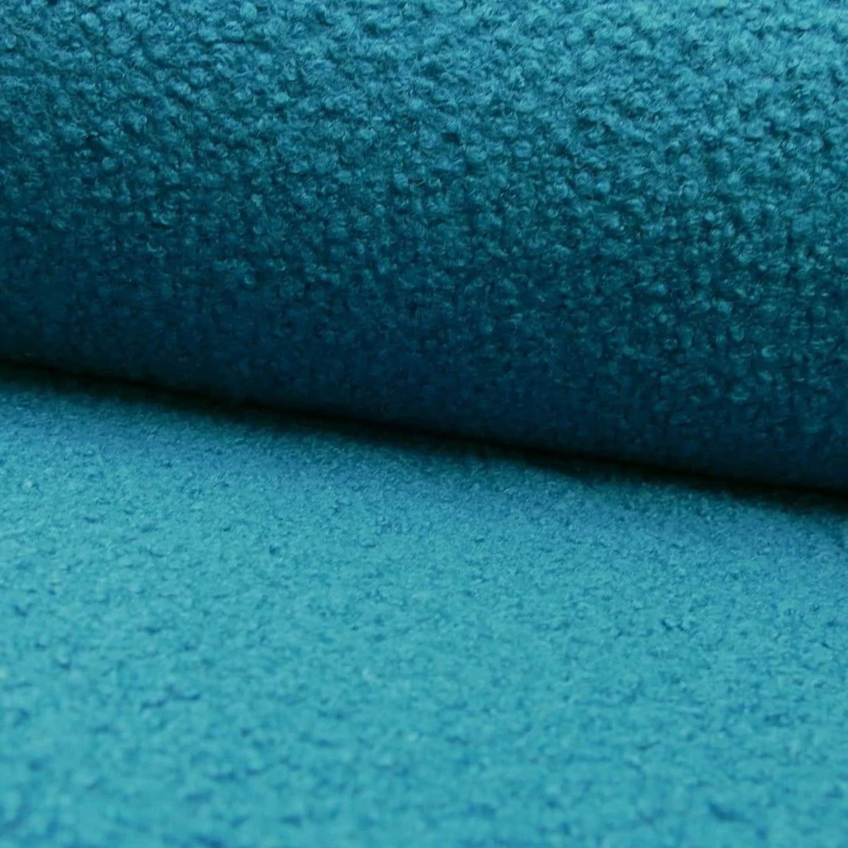 soft sheep wool look boucle furnishing dressmaking fabric Teal