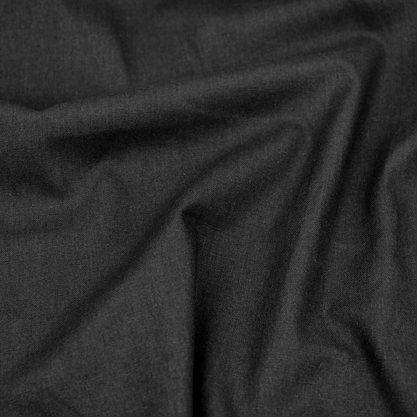 Black Madras Plain Solid Cotton Linen Dressmaking Quilting Fabric Material Black