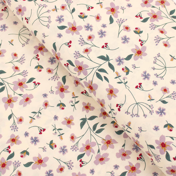 Branches of Flowers Bloom Cotton Poplin Print Dressmaking Fabric Material Kids OEKO TEX Women Woven Quilting Pure Print Soft Floral Natural