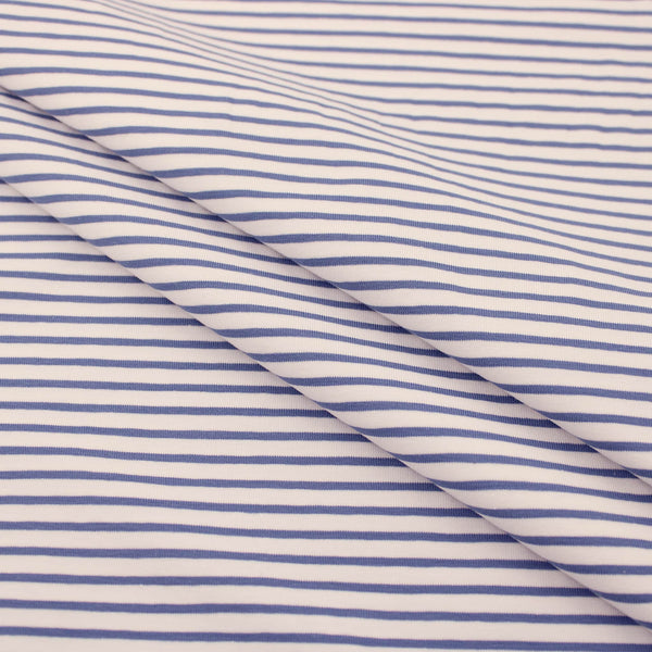 Medium Stripes OEKO-TEX Cotton Jersey Fabric Material Print knit stretch spandex lines dressmaking kids striped soft Jeans Blue