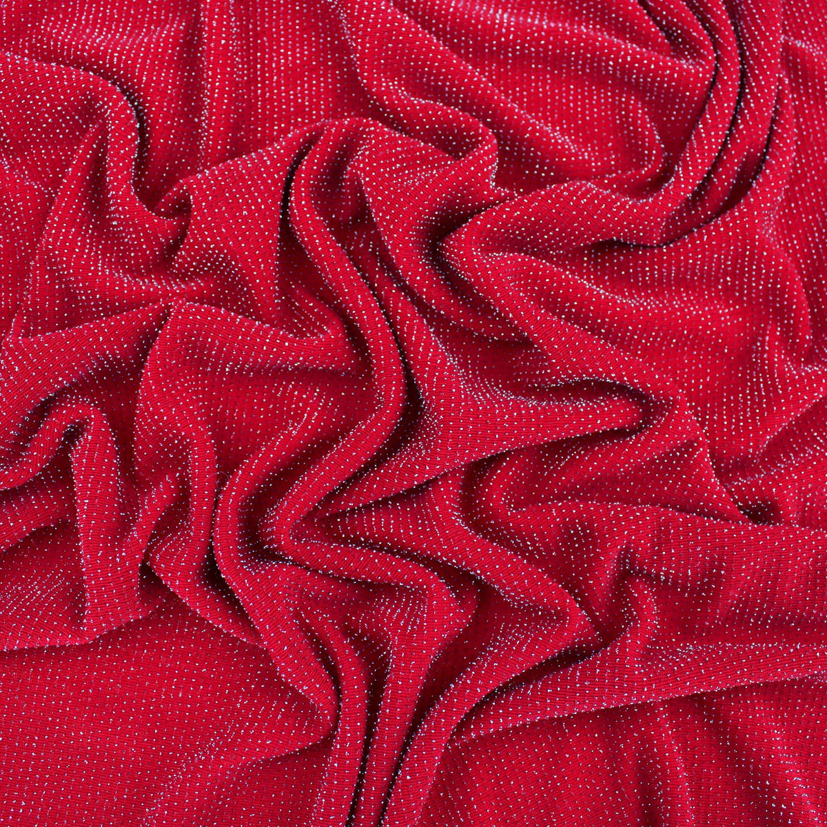 sparkling glitter nylon stretch lurex jersey dressmaking women fabric Red