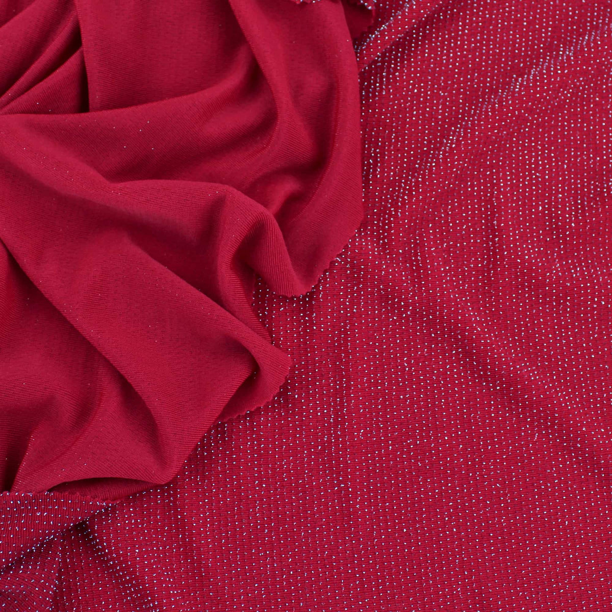 sparkling glitter nylon stretch lurex jersey dressmaking women fabric Red