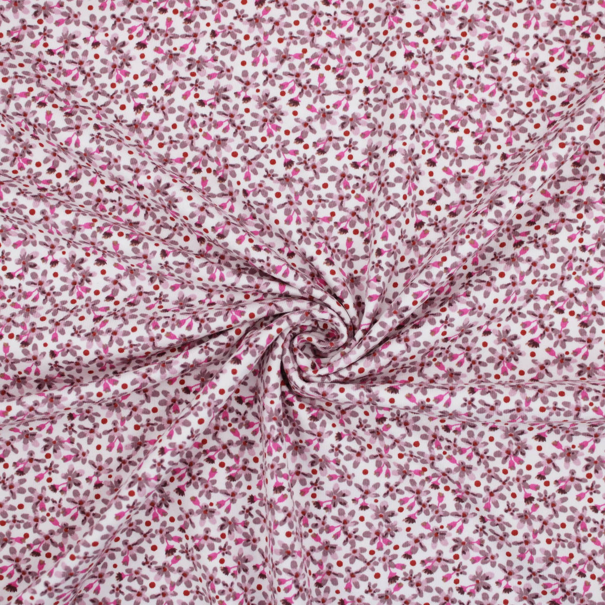 Mini Purple Mauve Flowers Cotton Jersey Children Girls Dressmaking Fabric Mauve