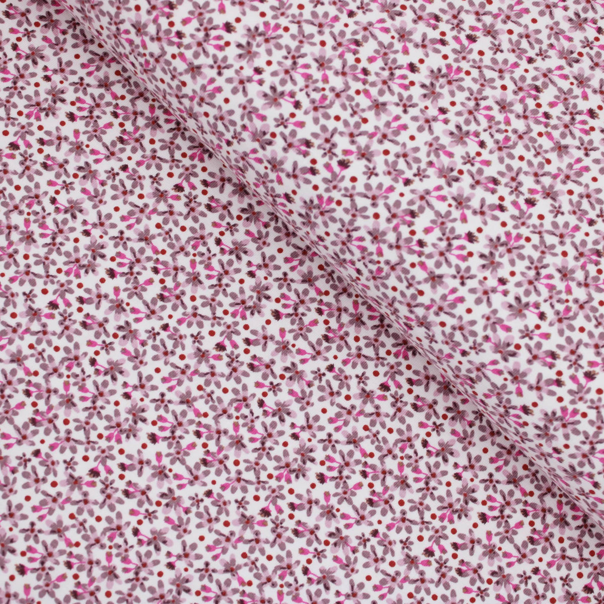 Mini Purple Mauve Flowers Cotton Jersey Children Girls Dressmaking Fabric Mauve