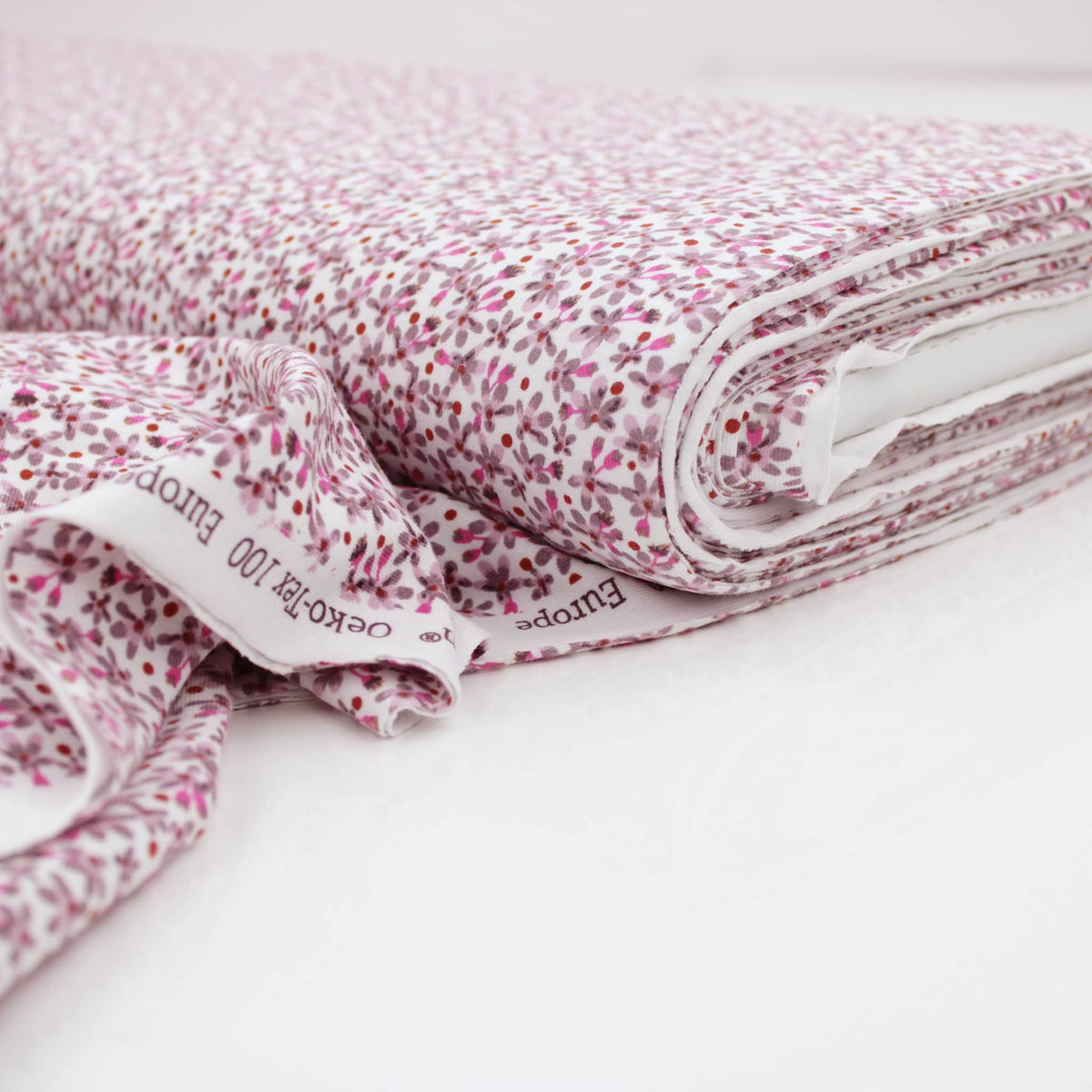 Mini Purple Mauve Flowers Cotton Jersey Children Girls Dressmaking Fabric Mauve