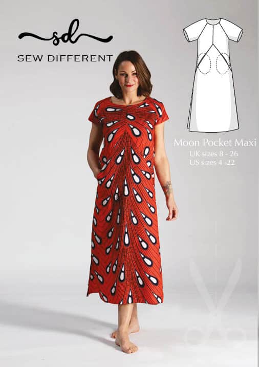 Moonpocket Maxi Sewing Pattern Sew Different Dress Project Clothing Dressmaking New Fabric By Sew Different