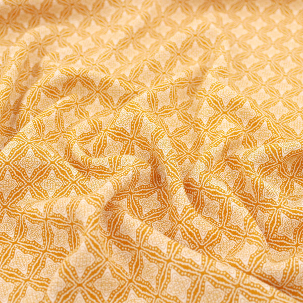 Celeste Florals on Viscose Crepe Pattern Dressmaking Fabric Rayon Soft Silky Material Lawn Women Ladies Flowers Pretty Textured Crinkle Mustard Yellow