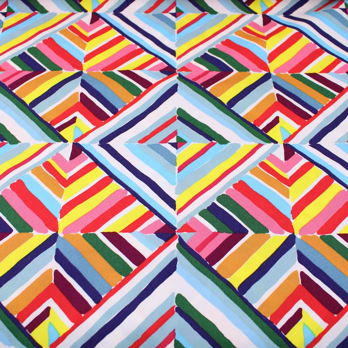 Multi Coloured Geometric Cotton Duck Canvas Pattern Print Apron Home Furnishing Cushion Strong Durable Fabric Material Style Curtain Multi