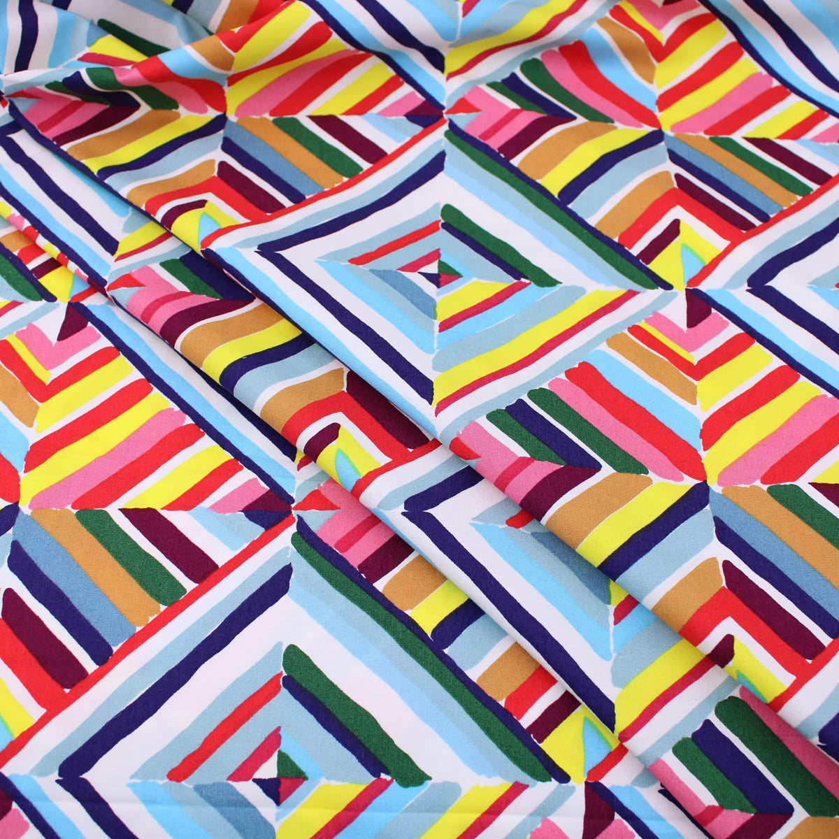 Multi Coloured Geometric Cotton Duck Canvas Pattern Print Apron Home Furnishing Cushion Strong Durable Fabric Material Style Curtain Multi