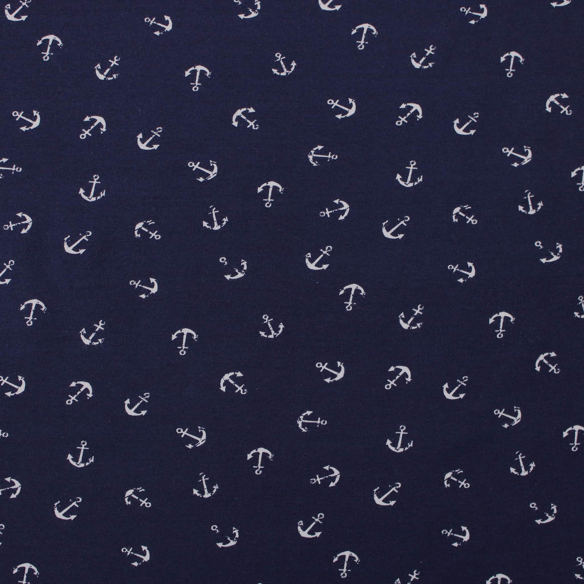 Nautical Small Anchor Cotton Jersey Print Dressmaking Fabric Material Kids OEKO TEX Jersey Stretch spandex Pyjamas women Knit soft kids childrenswear boys sea ocean boat Navy