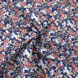 Navy Boysenberry Floral Light Furnishing Fabric Home Material Upholstery Blinds Curtain Oilcloth Thin Decor Drape Fabric Crisp Stiff Tablecloth Navy