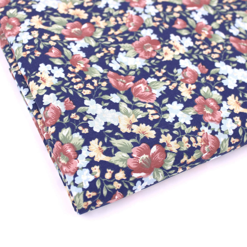 Navy Boysenberry Floral Light Furnishing Fabric Home Material Upholstery Blinds Curtain Oilcloth Thin Decor Drape Fabric Crisp Stiff Tablecloth  Navy