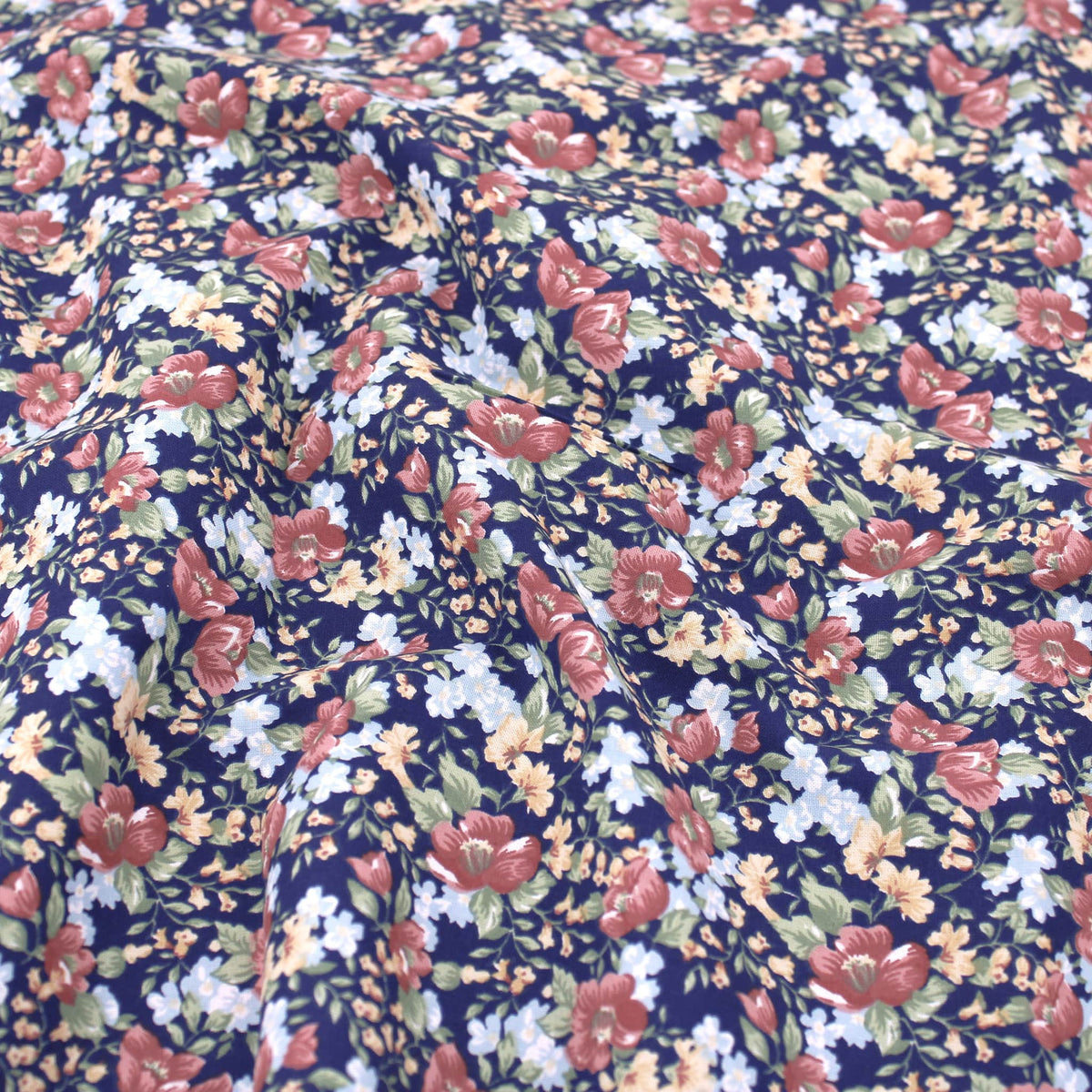 Navy Boysenberry Floral Light Furnishing Fabric Home Material Upholstery Blinds Curtain Oilcloth Thin Decor Drape Fabric Crisp Stiff Tablecloth Navy