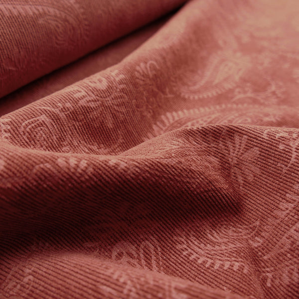 soft babycord 21 wale corduroy stretch dressmaking fabric Terracotta