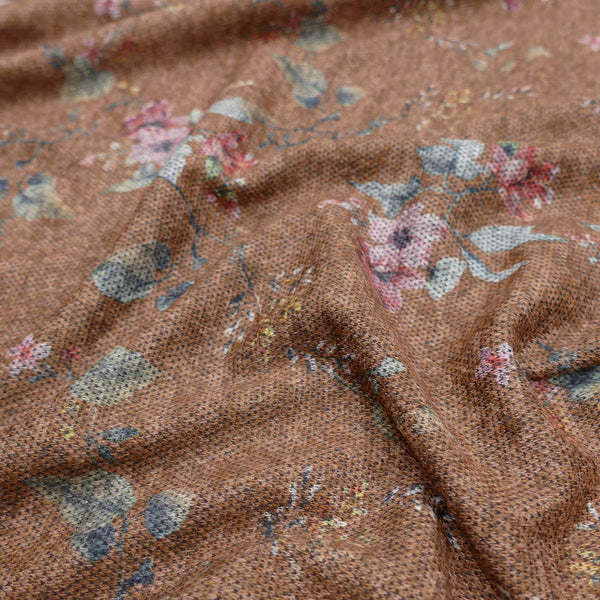 stretch knitted viscose fabric in floral pattern Goldenrod