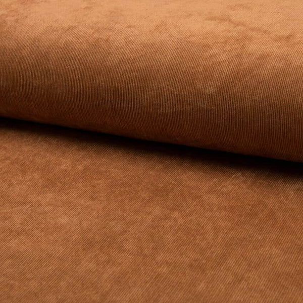soft stretch cotton 21 wale corduroy dressmaking fabric Cognac