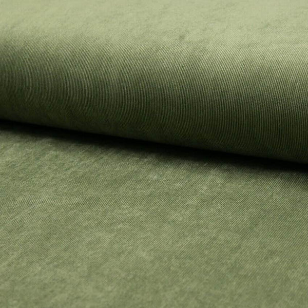 soft stretch cotton 21 wale corduroy dressmaking fabric Dark Khaki