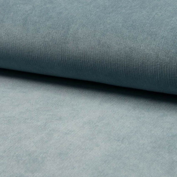 soft stretch cotton 21 wale corduroy dressmaking fabric Dusty Blue