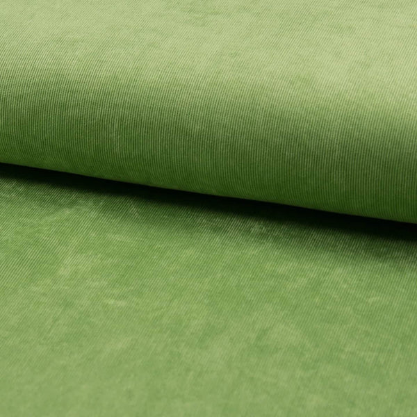 soft stretch cotton 21 wale corduroy dressmaking fabric Lime