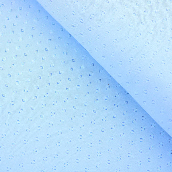 Pointelle Diamond Cotton Jersey Cardigan jumper lightweight cutout fabric material stretch oeko text openwork fine dressmaking blanket baby childrenswear women OEKO TEX Light Blue