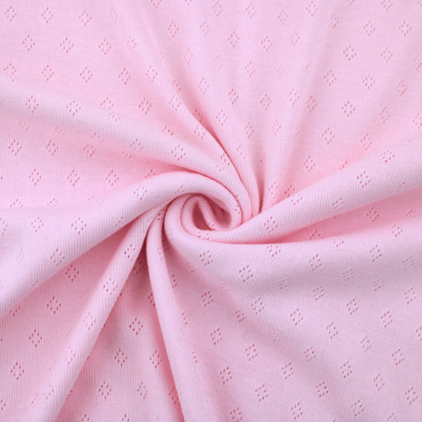 Pointelle Diamond Cotton Jersey Cardigan jumper lightweight cutout fabric material stretch oeko text openwork fine dressmaking blanket baby childrenswear women OEKO TEX Light Pink