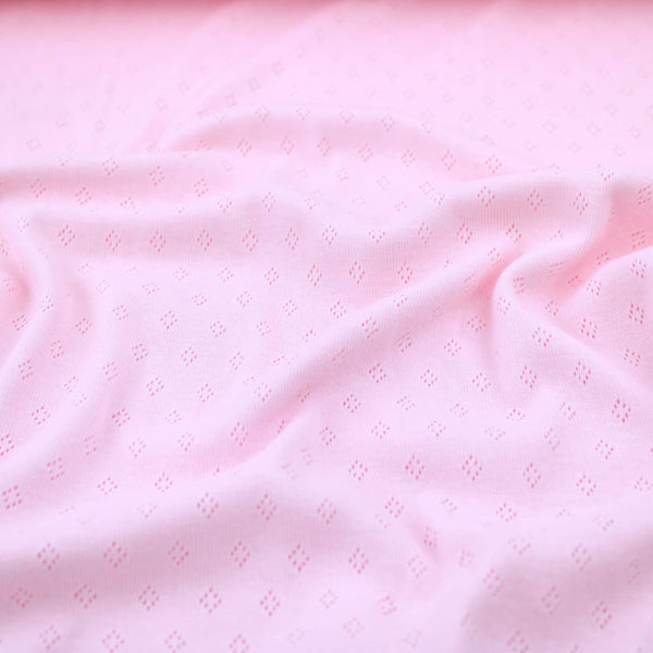Pointelle Diamond Cotton Jersey Cardigan jumper lightweight cutout fabric material stretch oeko text openwork fine dressmaking blanket baby childrenswear women OEKO TEX Light Pink