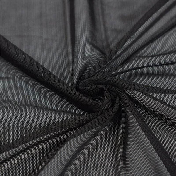high quality power mesh stretch net fabric Black
