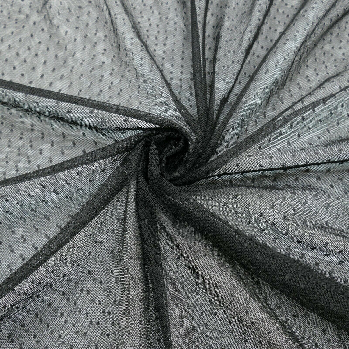 Power Mesh 4 Way Stretch - Black Dots