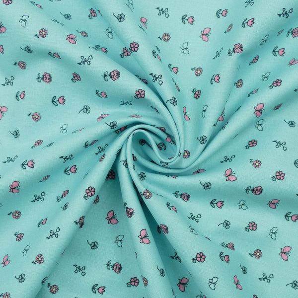 soft lightweight pure cotton poplin dressmaking fabric Mint
