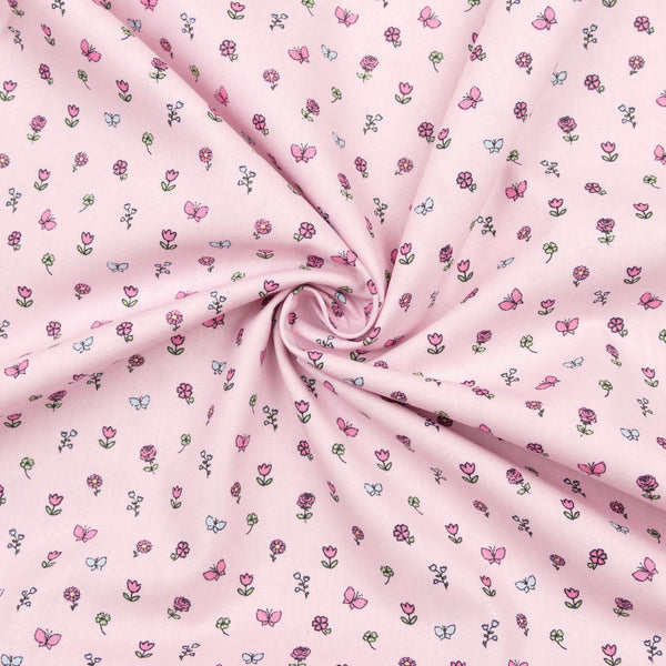 soft lightweight pure cotton poplin dressmaking fabric Misty Rose