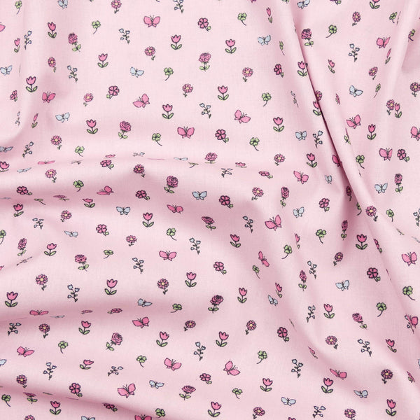 soft lightweight pure cotton poplin dressmaking fabric Misty Rose