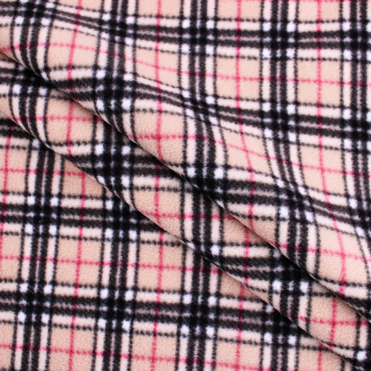 smooth soft anti-pill polar fleece kids pets fabric Beige Tartan