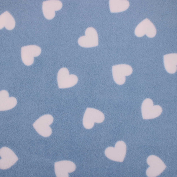 smooth polar anti pill fleece kids pets craft fabric Blue Hearts
