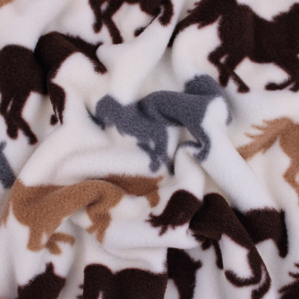 smooth polar anti pill fleece kids pets craft fabric Horses