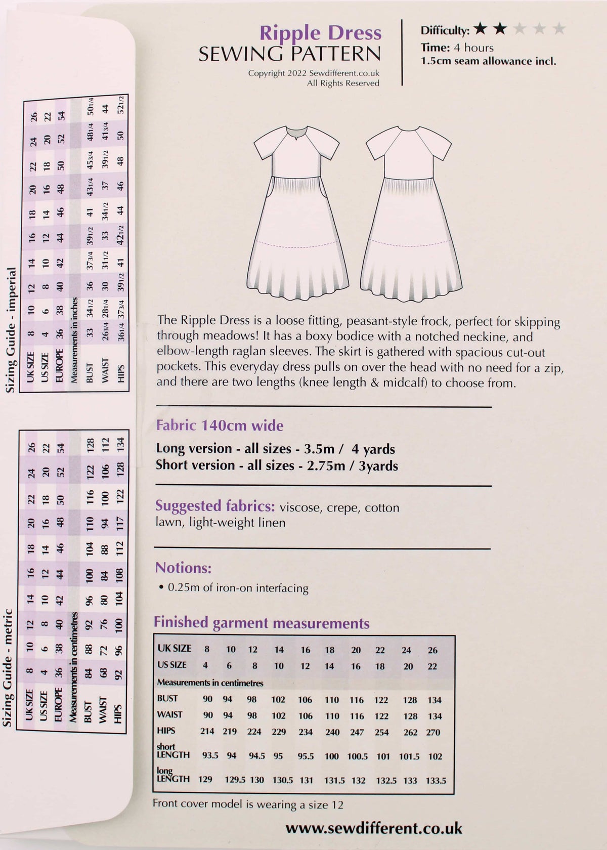 Ripple Dress Fabric Sewing Pattern - By Sew Different
