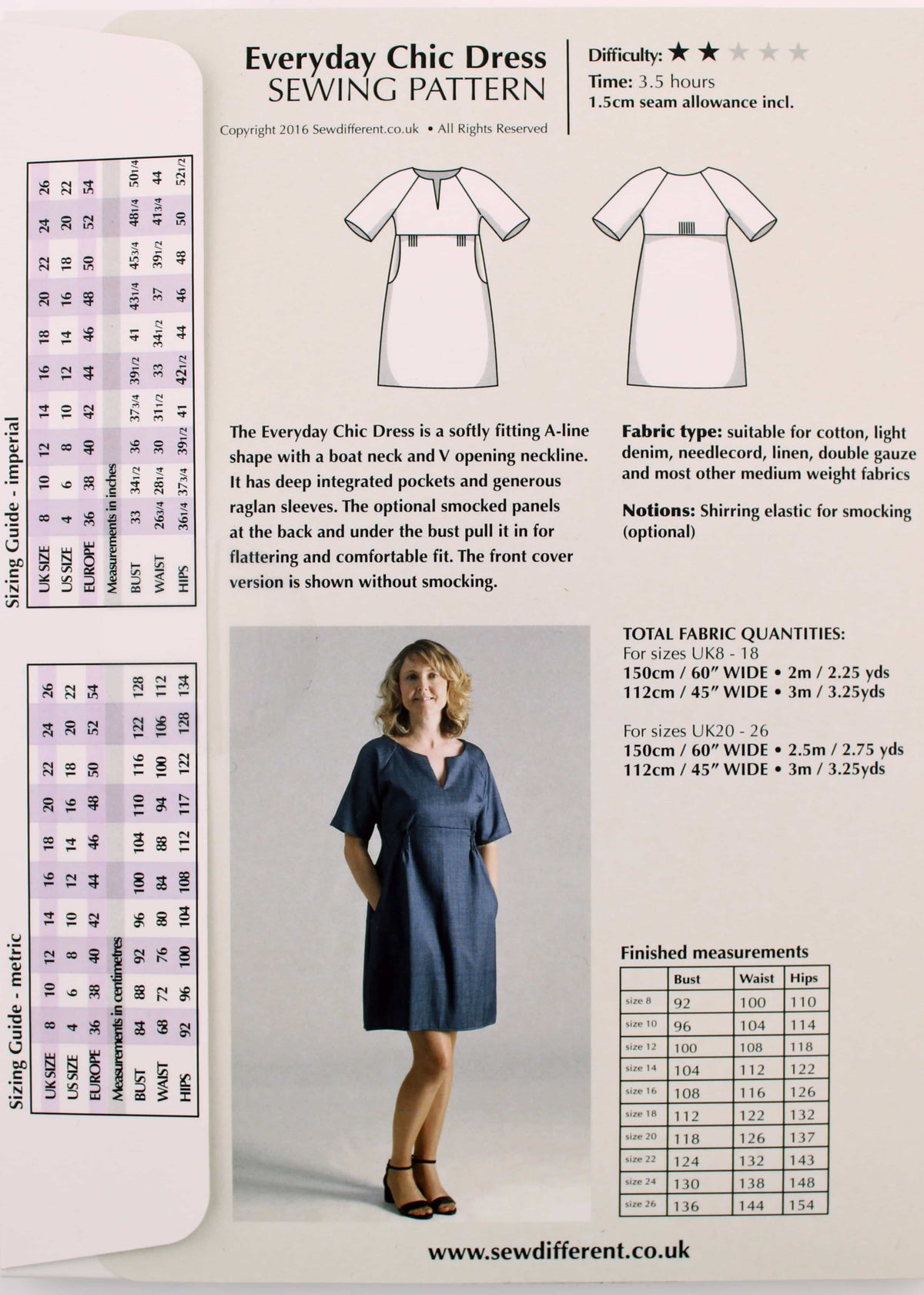 Everyday Chic Dress Fabric Sewing Pattern - By Sew Different