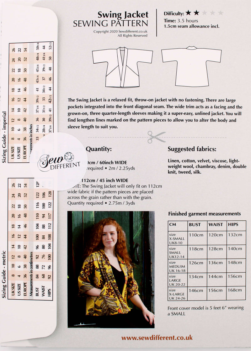 Swing Jacket Fabric Sewing Pattern - By Sew Different