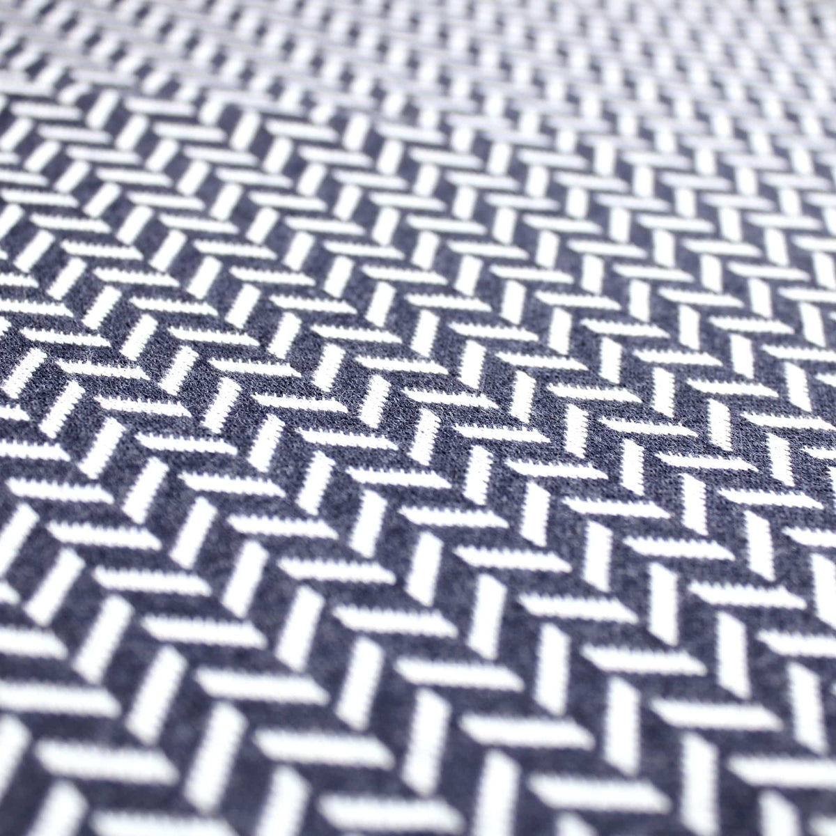 Recycled Cotton Melange Herringbone Knitted Jacquard Stretch Pattern Fabric Material Dressmaking Cardigan Soft Warm Sweater Navy