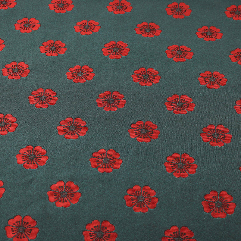Red Poppy Poly-Viscose Jacquard Pattern Dress Jacket Skirt Women Fabric Material 2 tone Green